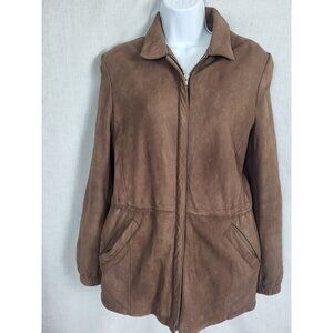 80s Pilot Style Leather Jacket Coat Brown Women's M Wilsons Retro Vintage